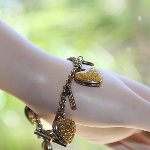 RARE Coach Puffed Heart & Disc Charm Bracelet. Limited Edition - Picture 14 of 15